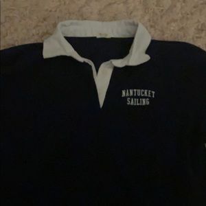 navy blue collared nantucket sailing shirt